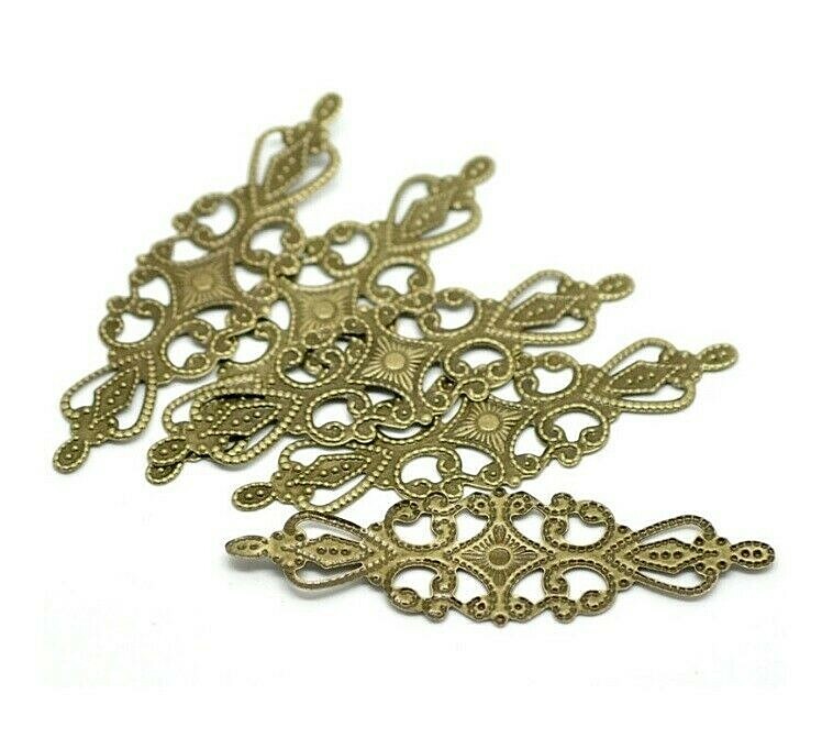 Pkg of 100 Antique Bronzed SCROLLED FILIGREES 2-9/16" x 3/4" (65mm) (#18683)