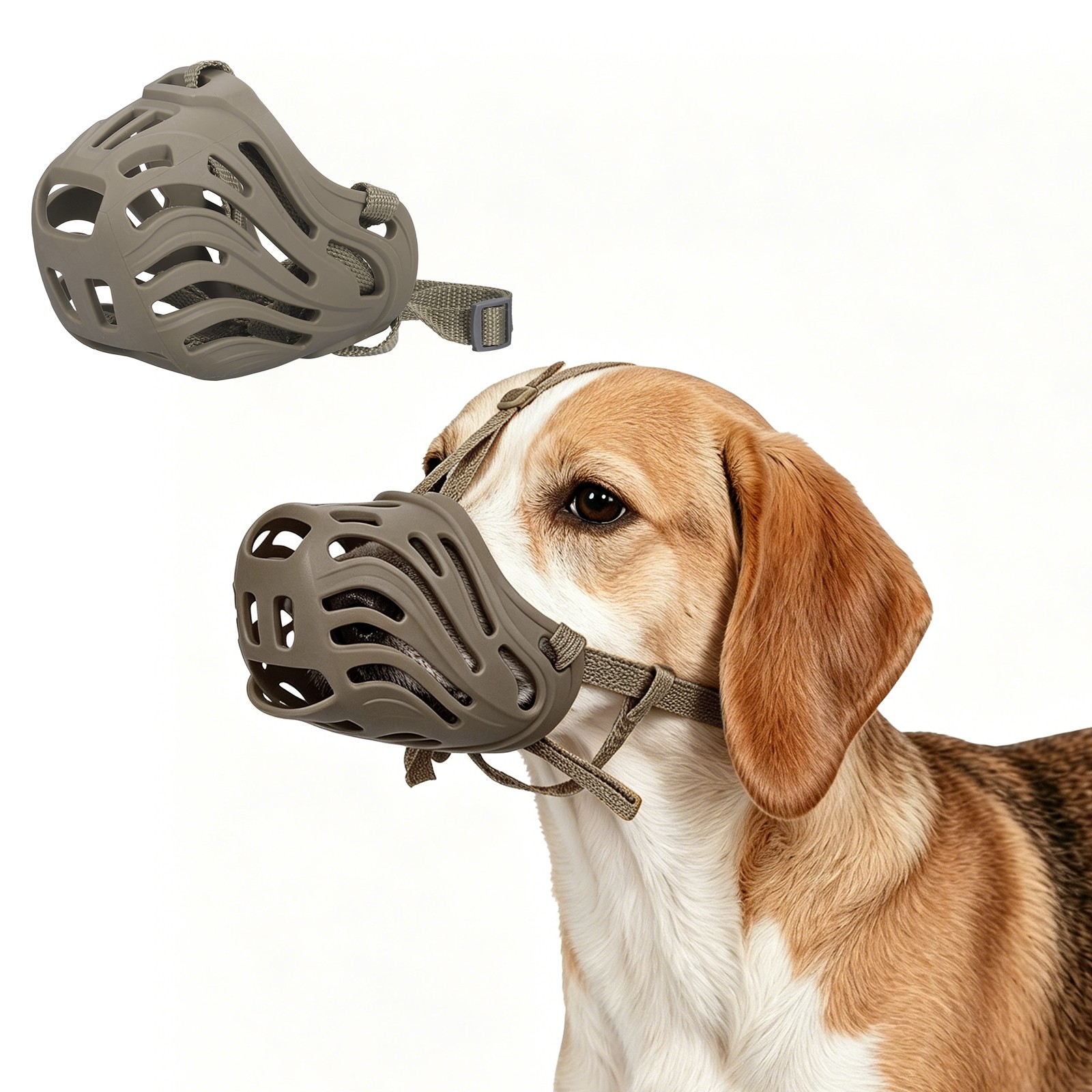 Dog Muzzle, Basket Dog Muzzle Cage Mouth Soft Dogs Mouth Cover (Coffee, S-4)