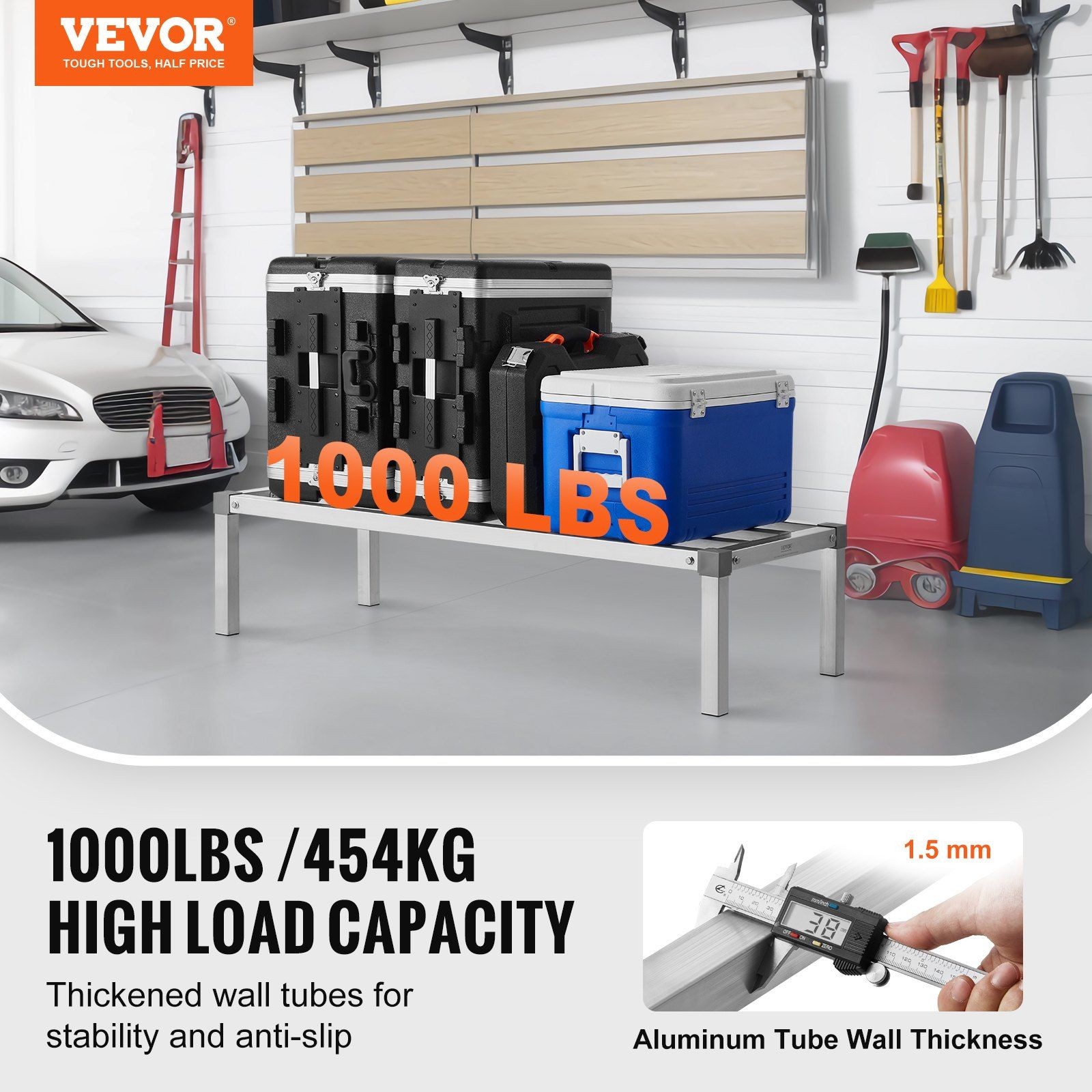 48x20x12in Aluminum Storage System 1000lb Weight Limit Tool Free Setup