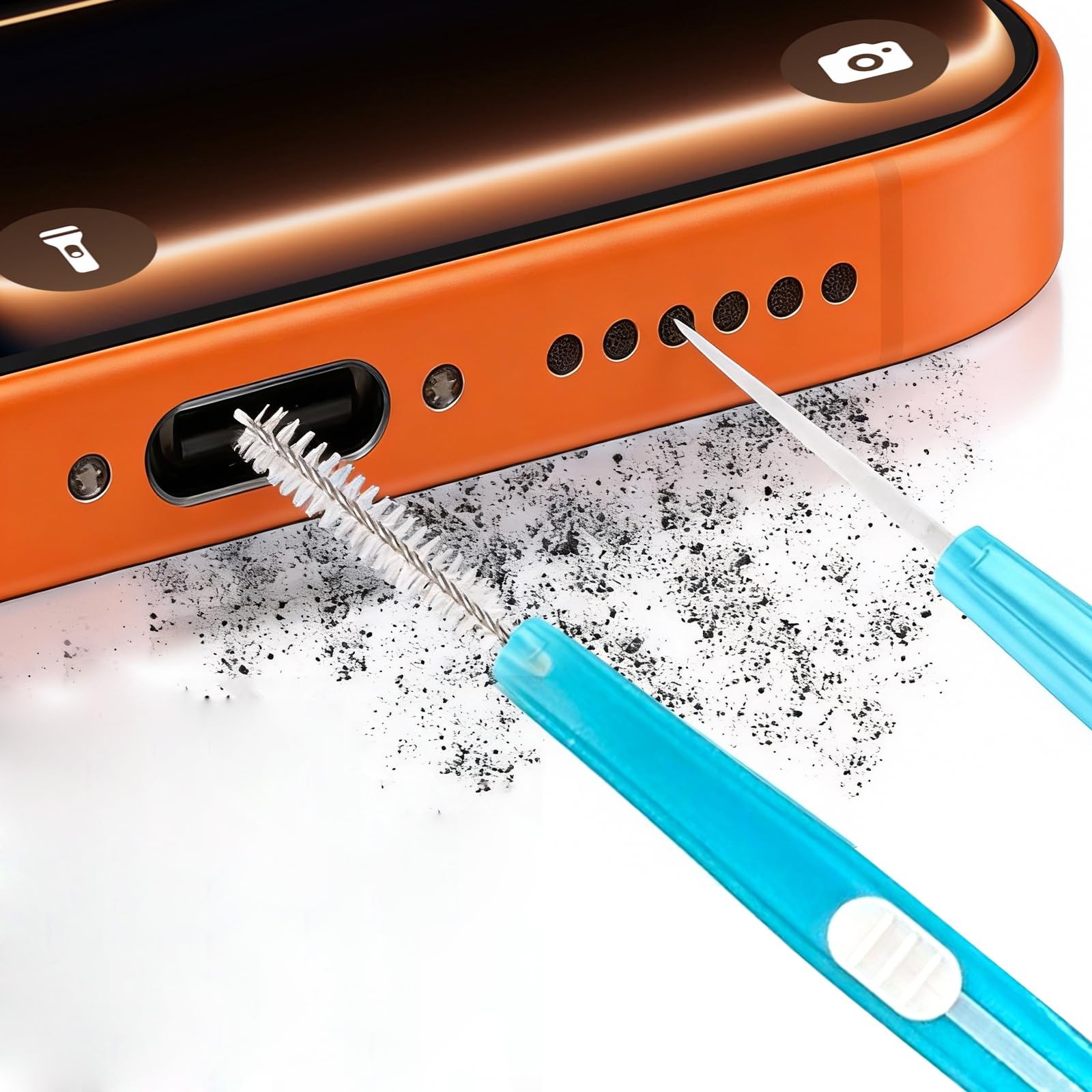 5 Pcs Cell Phone Cleaning Kit Dual Side Anti Clogging Nylon Brush and Hook