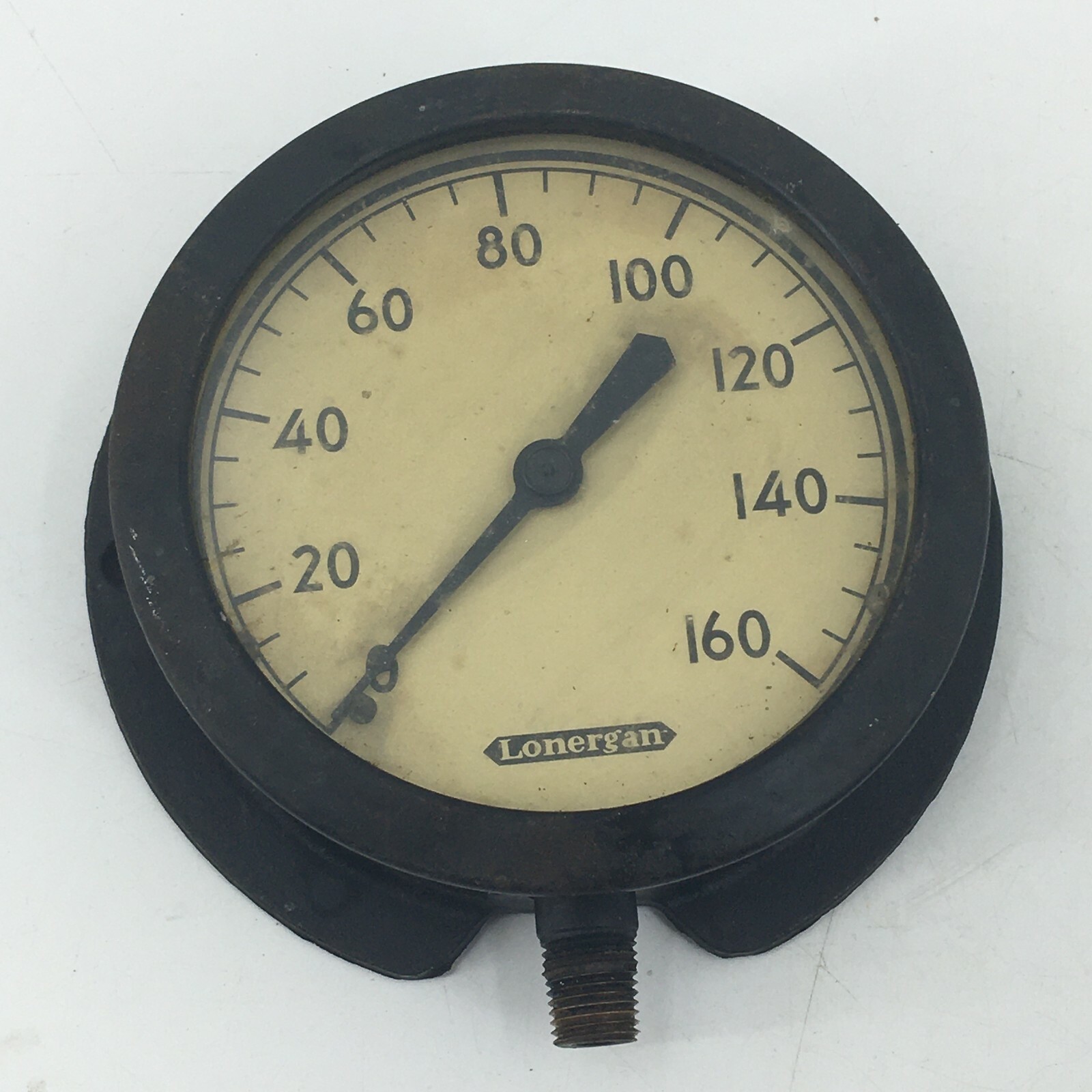 Vintage Lonergan Philadelphia Pressure Gauge Black Cast Iron Steam Punk 1-015