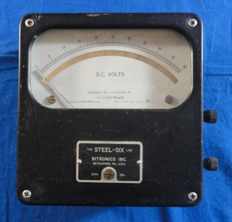 BITRONICS STEEL-SIX 0-10 D.C. VOLTS LAB METER
