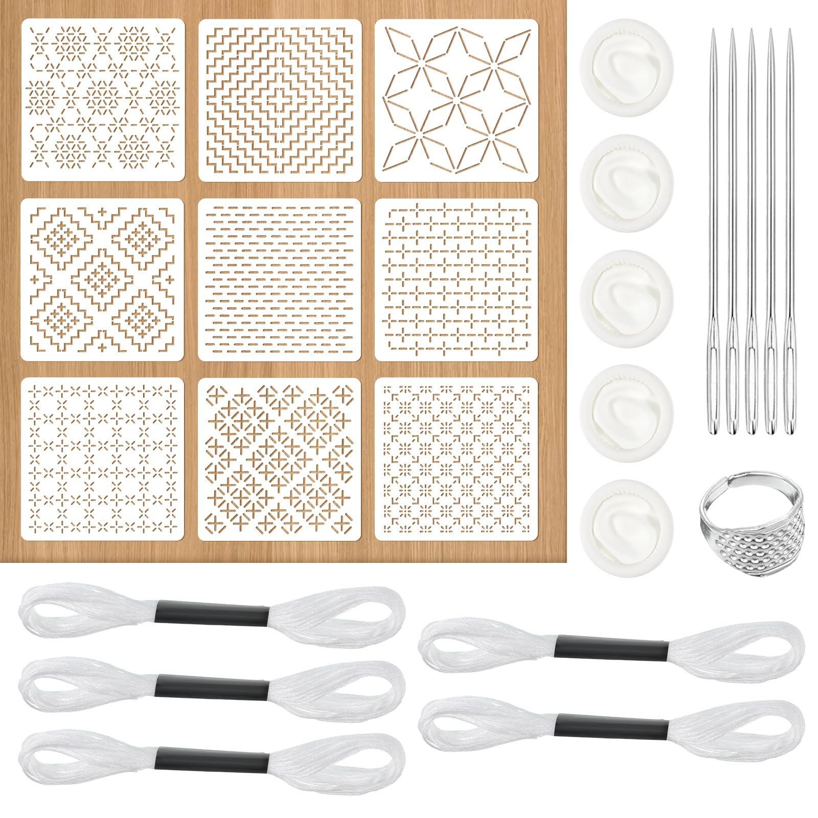 Sashiko Stencil Kit 4.7 x Inch Plastic x inches, White