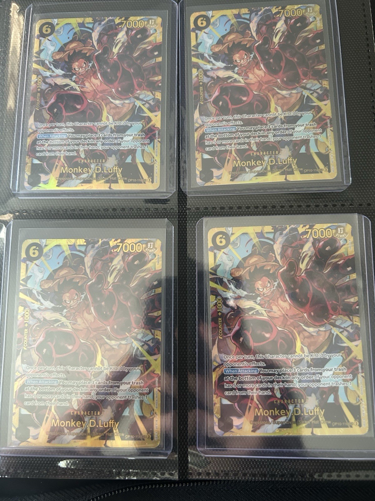 One Piece Monkey D. Luffy OP10-118 SEC - Royal Blood Foil NM OP LOT OF 4