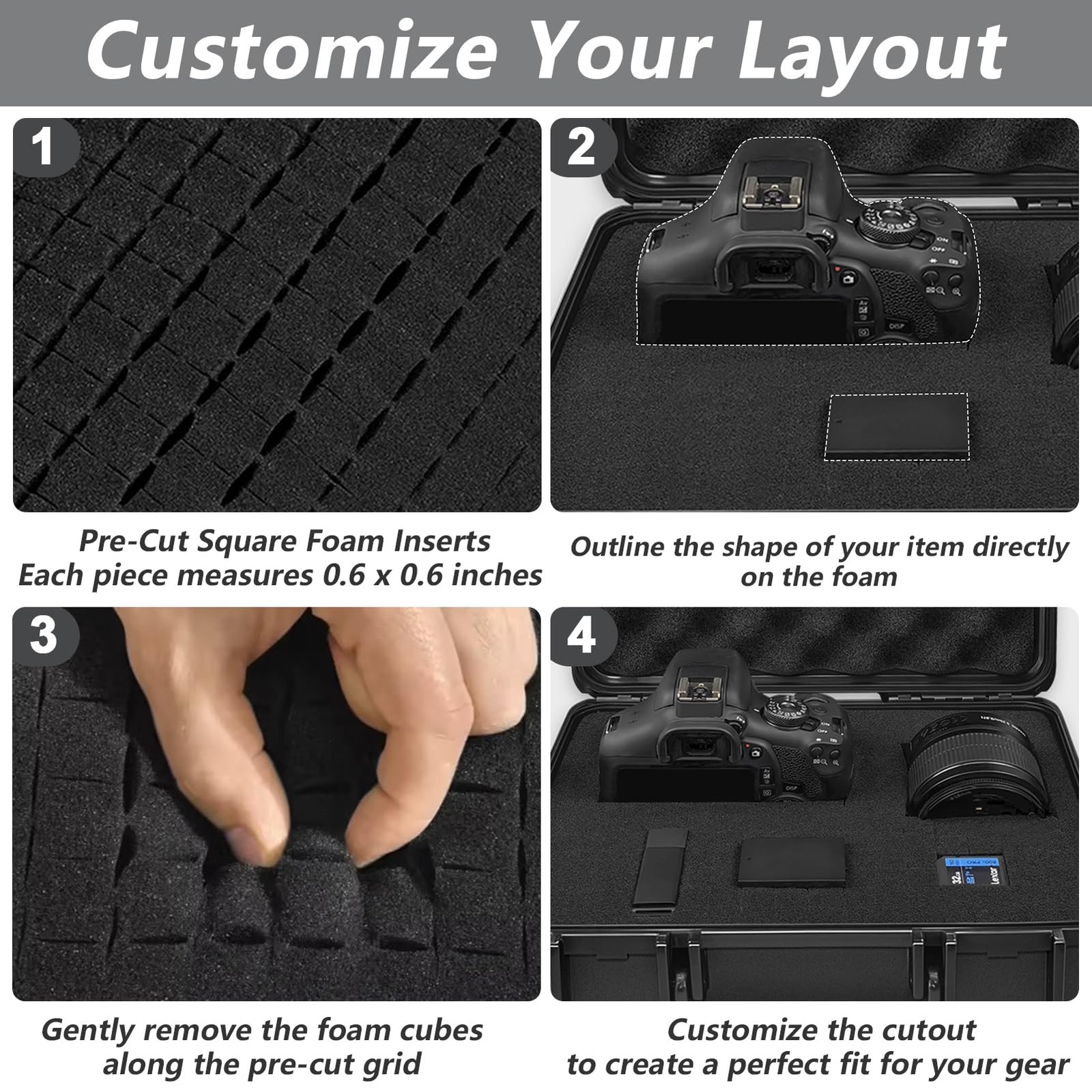 11 Inch Foam Case with Customizable Foam for Test Instruments, Camera Accesso...