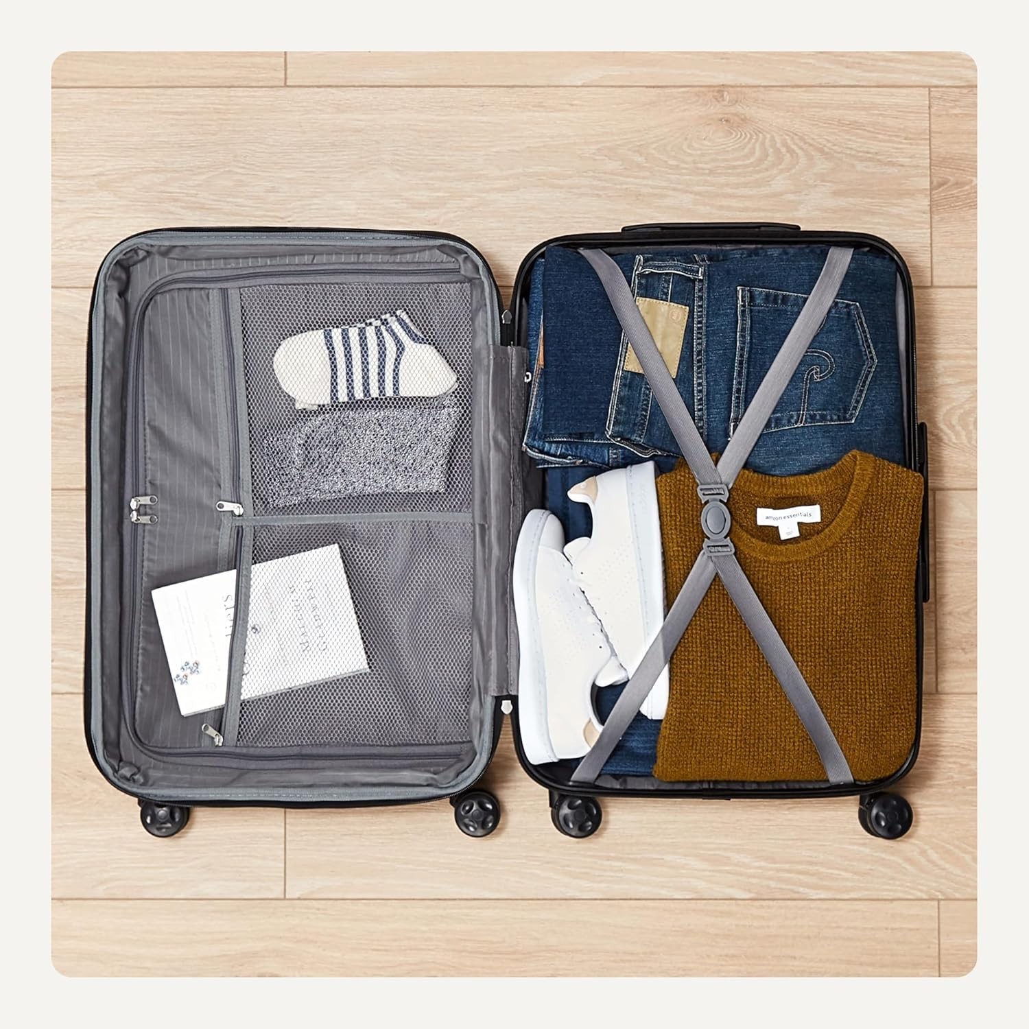 Basics 21" Hardside Spinner Suitcase - Orange, Expandable 25%, Telescoping Handl