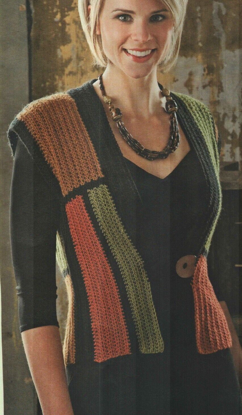 KIMONO VEST 6 SIZES WOMEN'S CROCHET PATTERN INSTRUCTIONS
