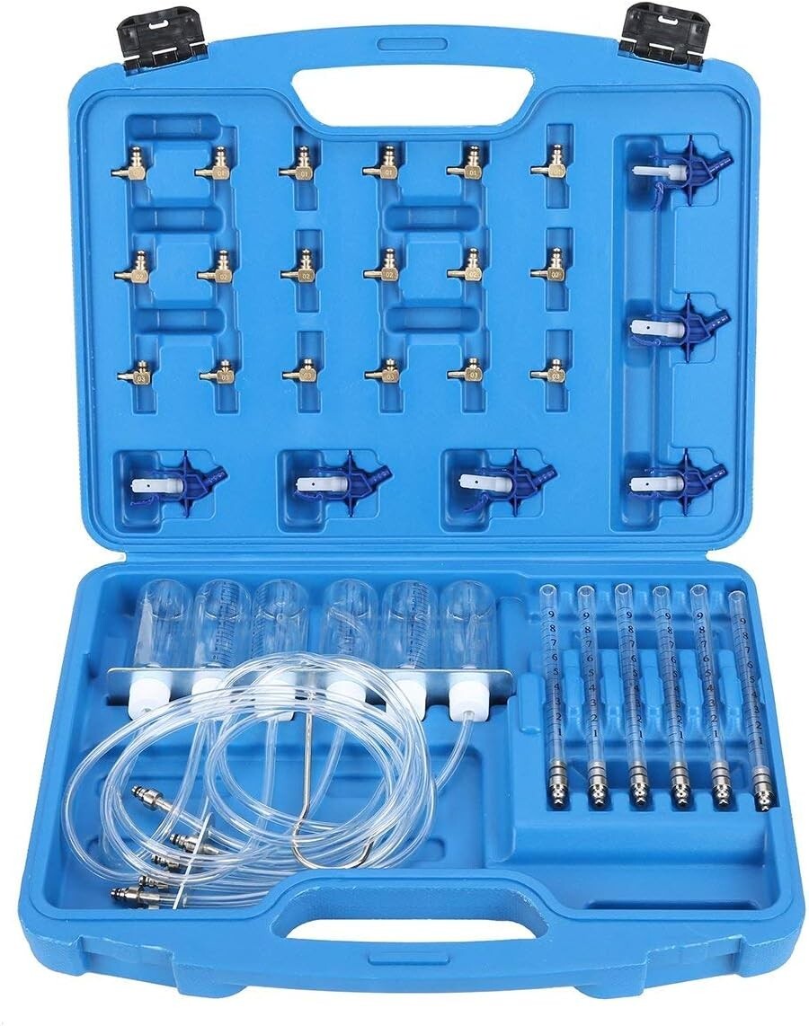 6 Cylinder Diesel Injector Flow Meter Tester Common Rail Adaptor Test Tool Kit