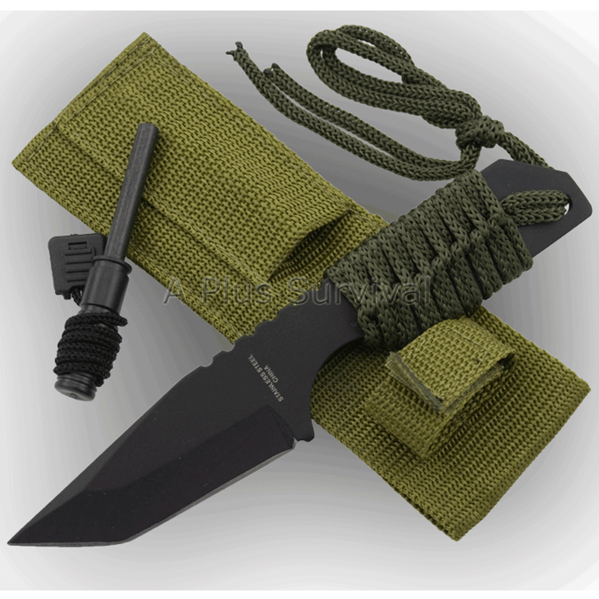 Full Tang 7" Hunting Knife 440 Steel and Fire Striker