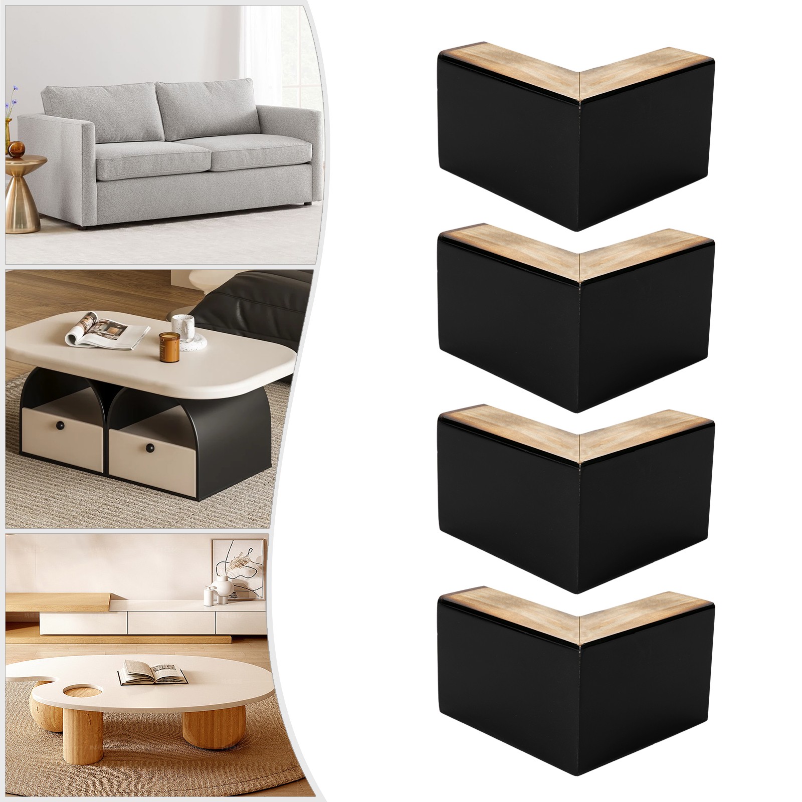 5.9*5.9" Furniture Feet Sofa Feet Couch Feet Bed Risers L Shaped Legs Set of 4