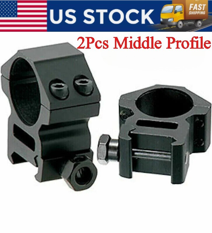 2Pack 1'' inch Scope Rings Middle Profile MarkWeaver Picatinny Mount Shock Proof