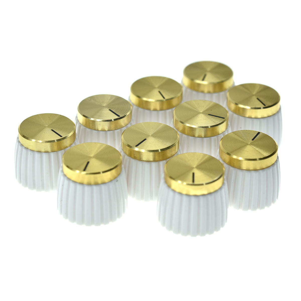 10x Guitar Amplifier-Knobs-White-w-Gold-Cap-Push-on-fits-Marshall-Amplifier