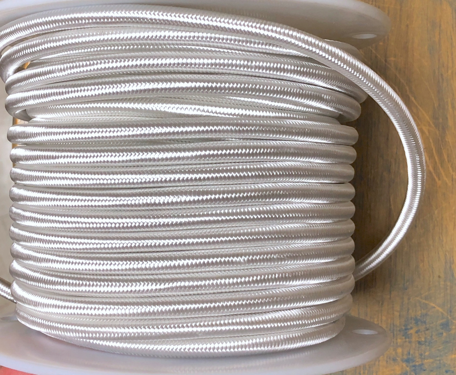White Cloth Covered 3-Wire Round Cord, 18ga. Vintage Lamps Antique Lights, rayon