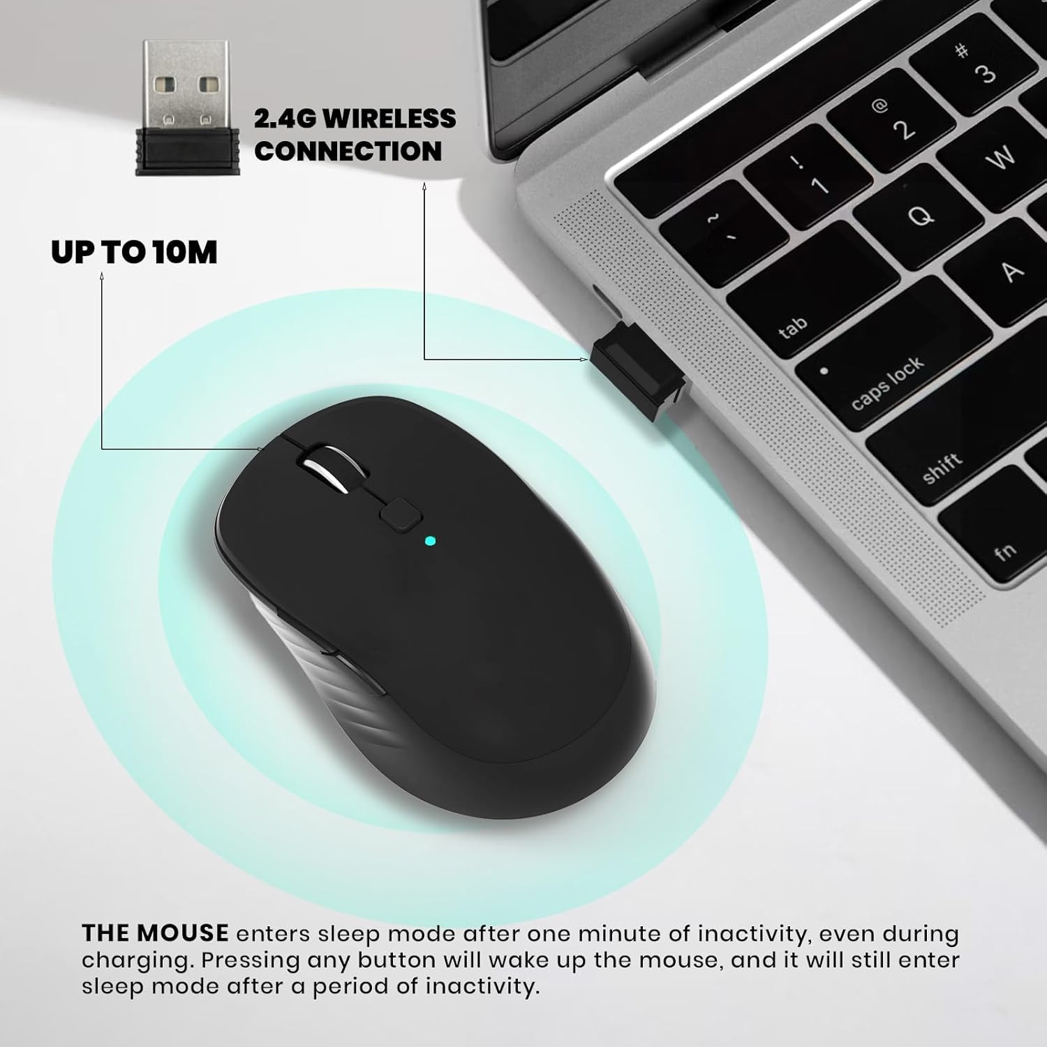 Wireless Computer Mouse - Full-Size 2.4G USB Receiver Mouse, 6 Buttons with B...