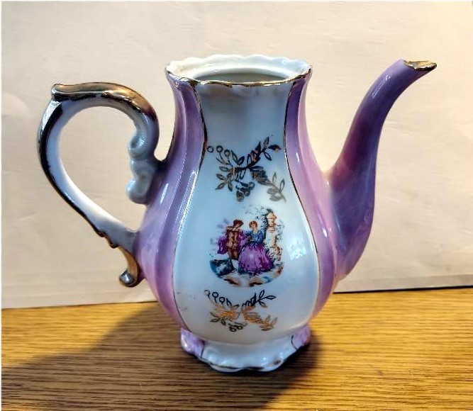 Vintage Porcelain Teapot - With Wind-Up Music Box on Bottom - Made on Japan