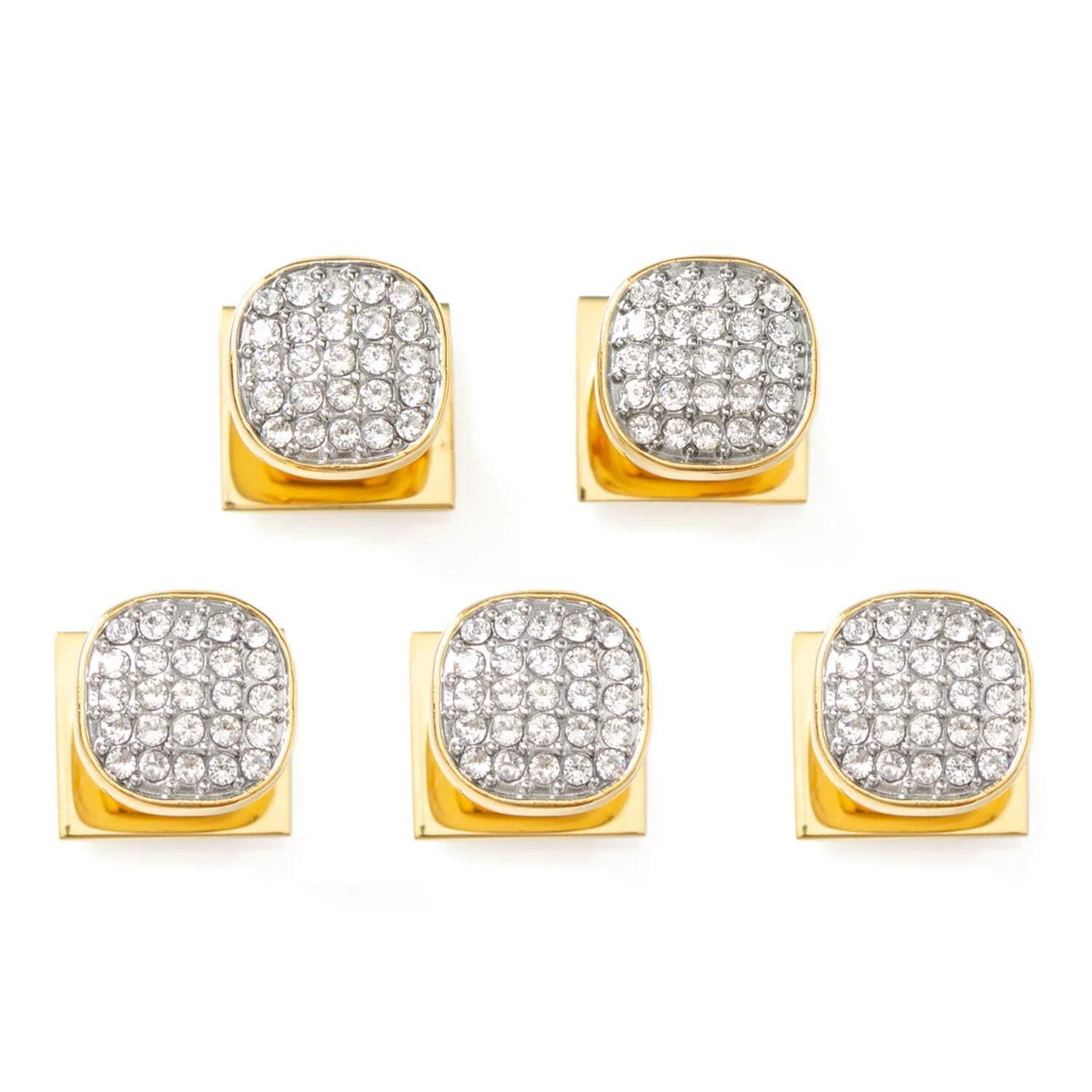 Stainless Steel Gold Plated White Pave Crystal 5-Studs
