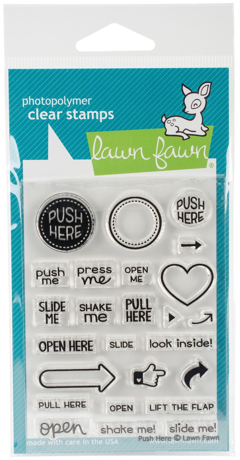 Lawn Fawn Clear Stamps 3X4 Push Here