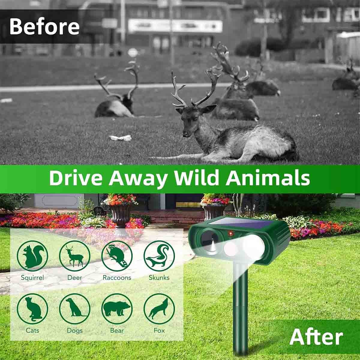 4 Pack 2026 Ultrasonic Repellent Solar Animal Repeller with Motion Sensor Device