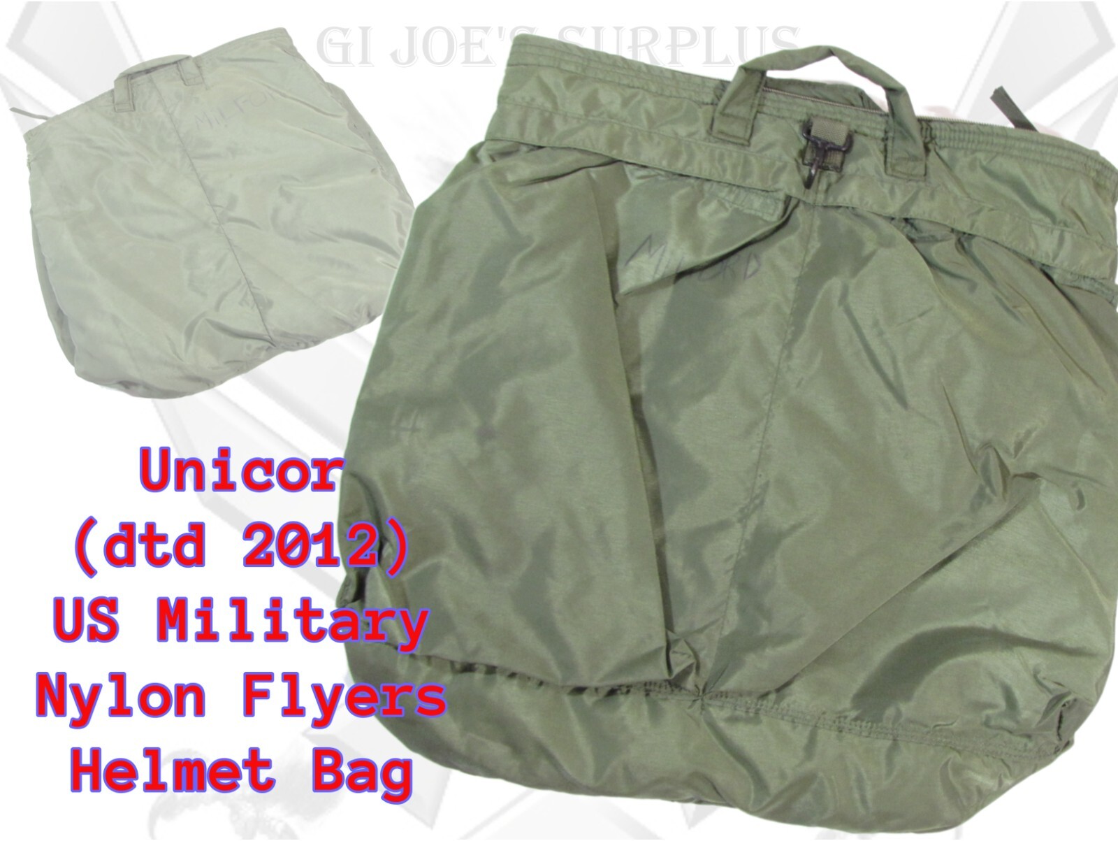 US Military Vintage Unicor dtd 2012 Green Nylon Flyers Pilot Helmet Bag I7