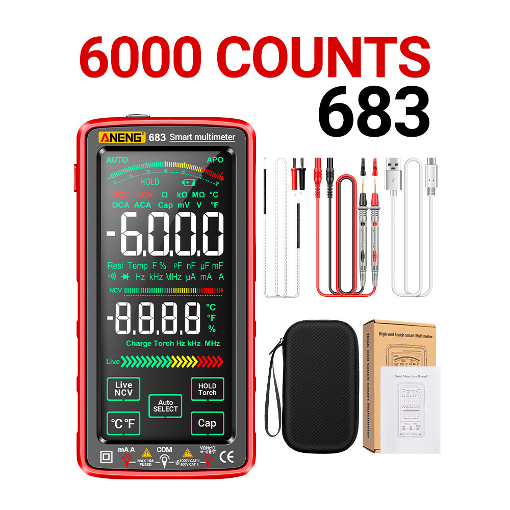 ANENG 683 6000Counts Large Touch Screen Digital Multimeter Burn proof Multimeter