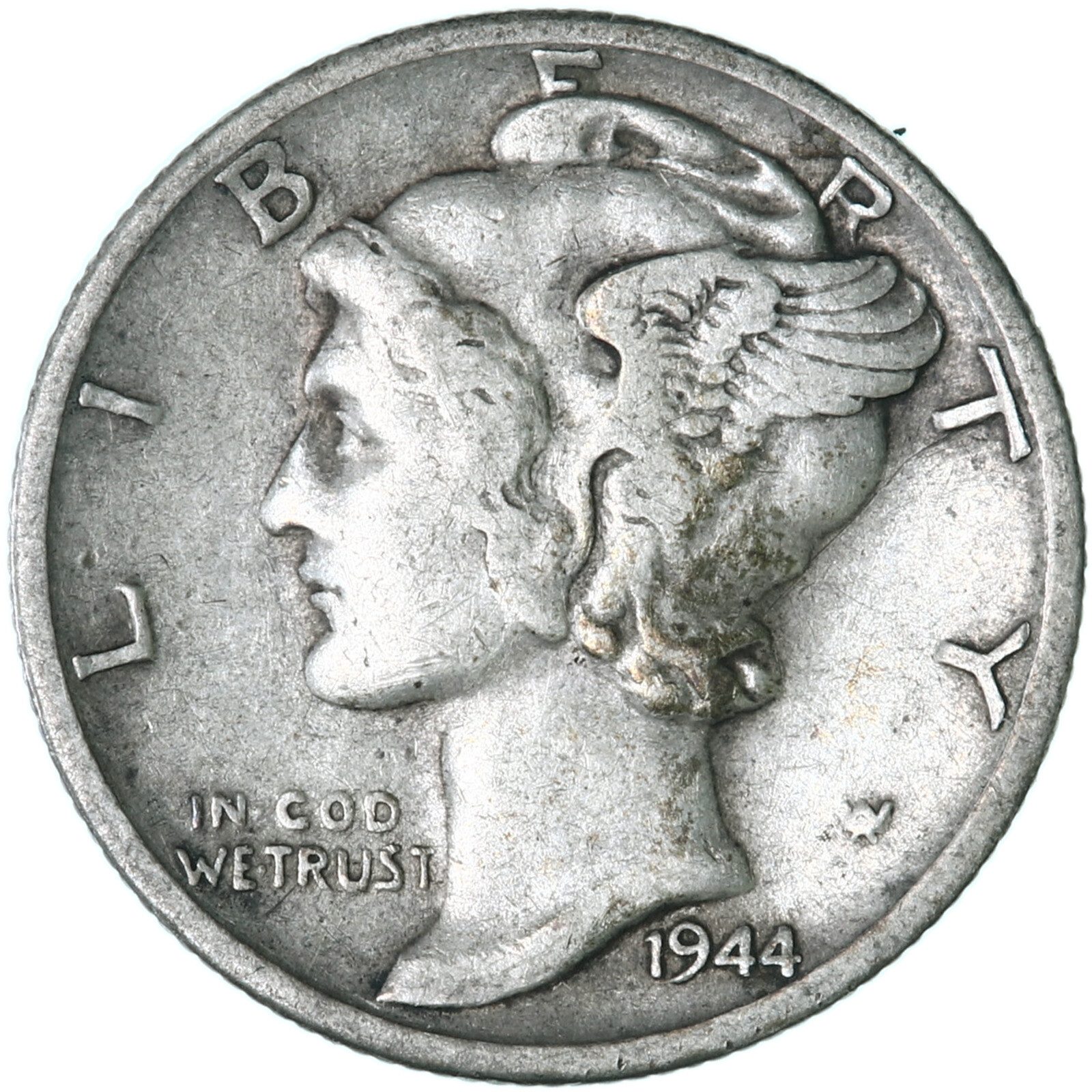 1944 S Mercury Dime 90% Silver Very Fine VF