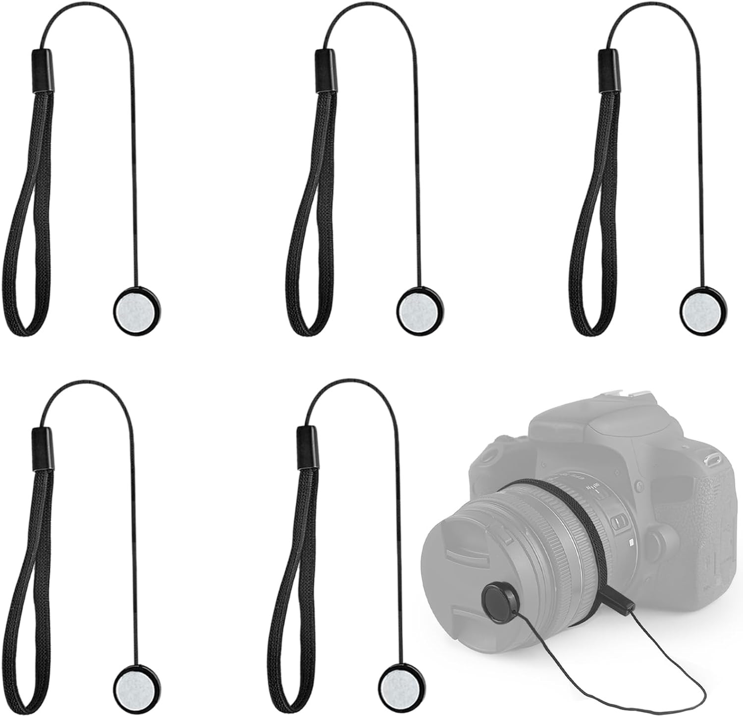 5 Pack Lens Cap Leash,Lens Cap Tether,Lenses Caps Keeper with Elastic String,...