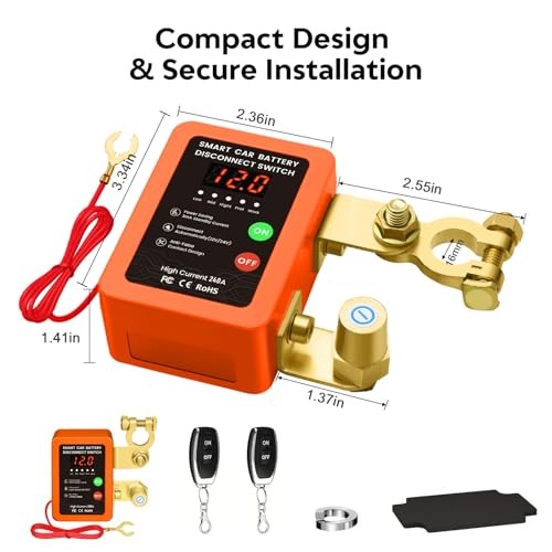 Kill Switch for Car - 12V Remote Battery Disconnect Switch Smart Orange Led