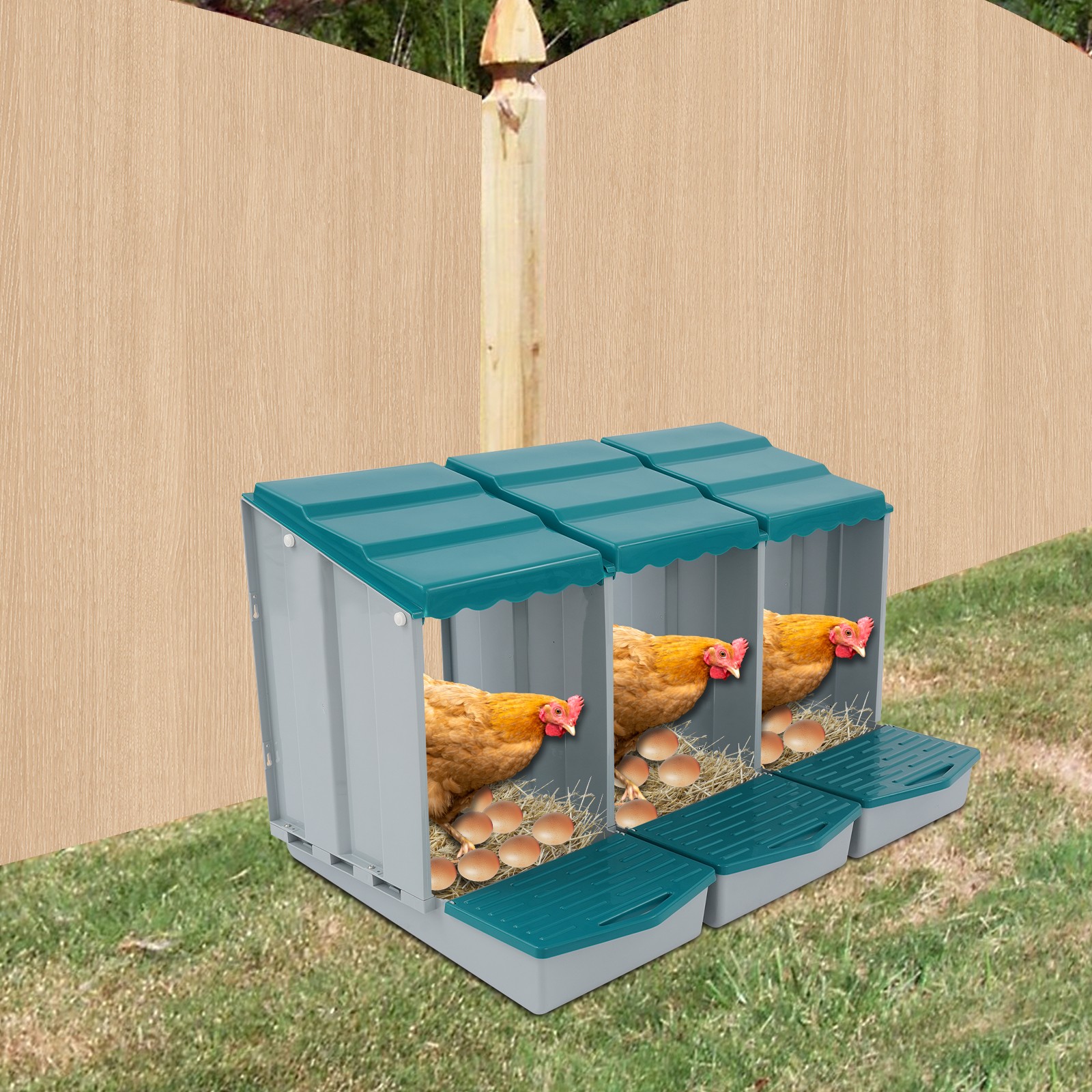 3 Compartments Hen Laying Box PP Chicken Egg Nexting Boxes for Chicken Coop