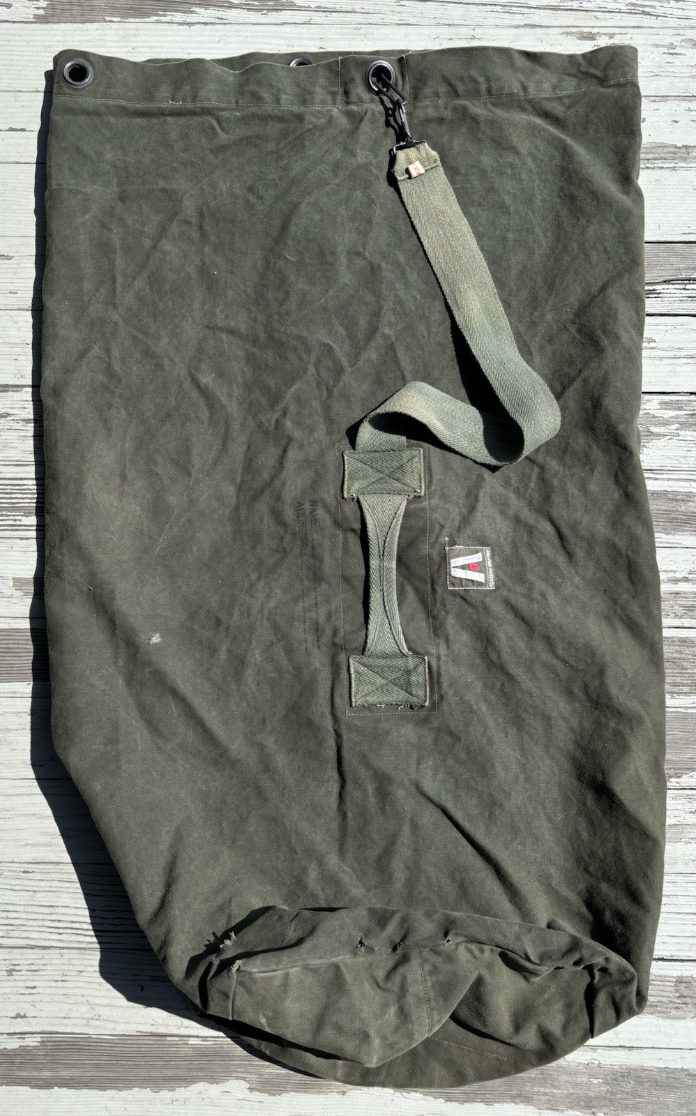 Vintage Academy Broadway Canvas Duffel Bag Large 20” x 38” Green Camping Sack