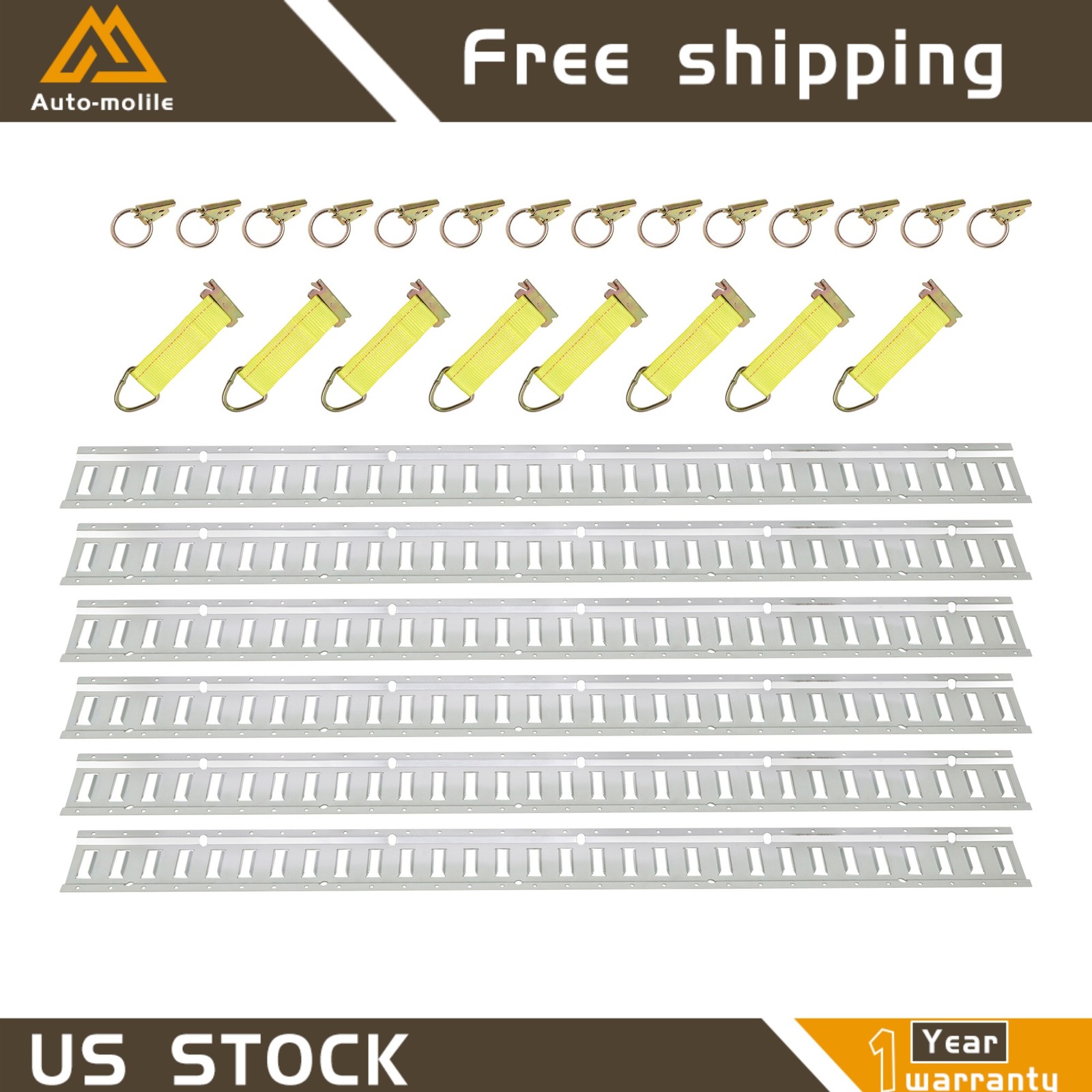 Heavy Loads For Trucks Vans Trailer 5' E Track Tie Down Rail System 28 Pack