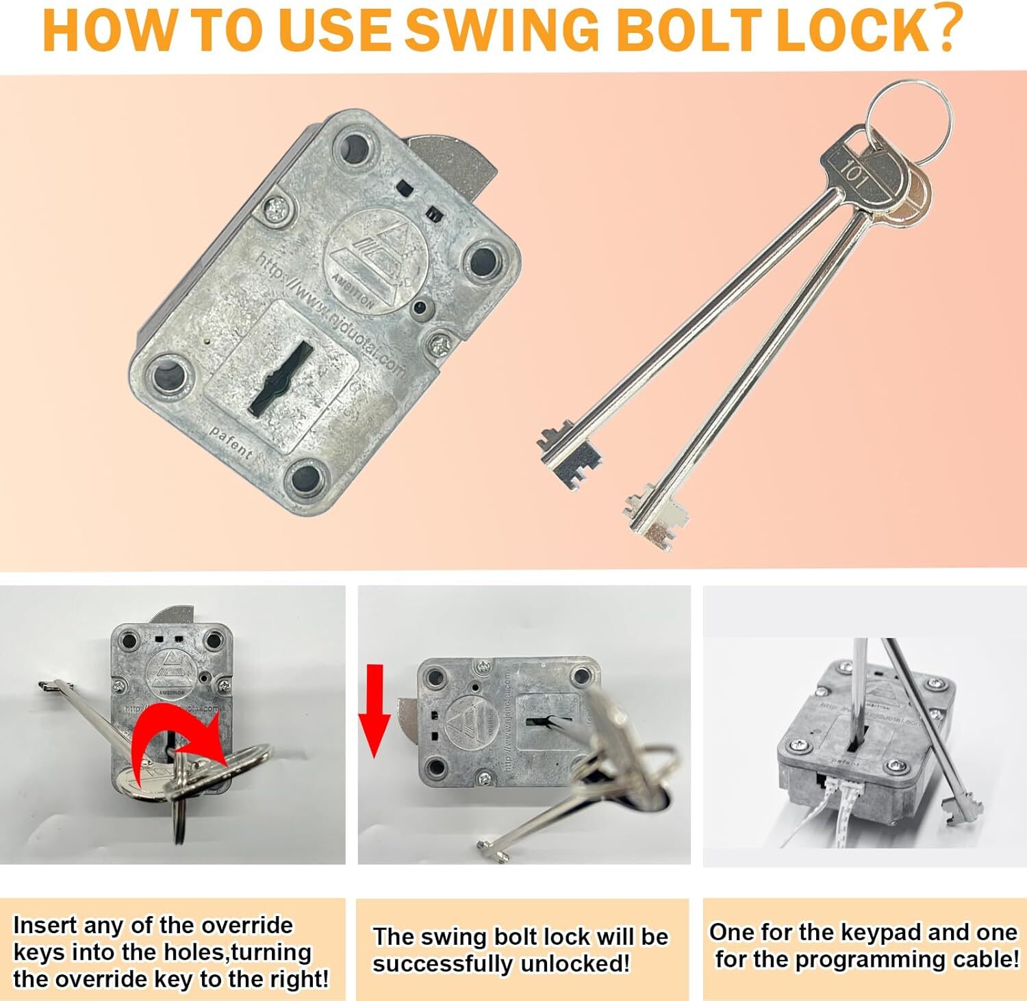 Gun Safe Lock Replacement Digital Electronic Keypad Lock for Left Swing Bolt