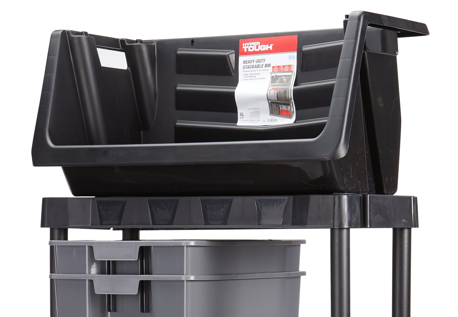 Heavy Duty Nesting Plastic Stack Bin, Black！