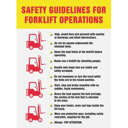 Accuform Sp124485l Poster, Safety Guidelines For Forklift Operations, 22 In H
