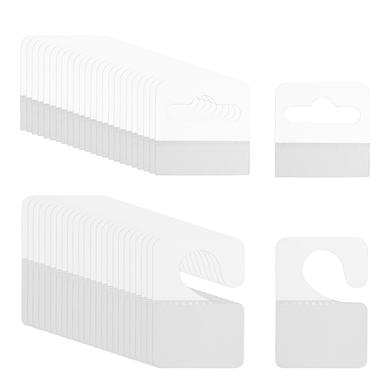Hang Tabs 1.4x2 / 1.6x1.6 Inch, 120 Pcs Adhesive Hanging Tags, 2 Styles