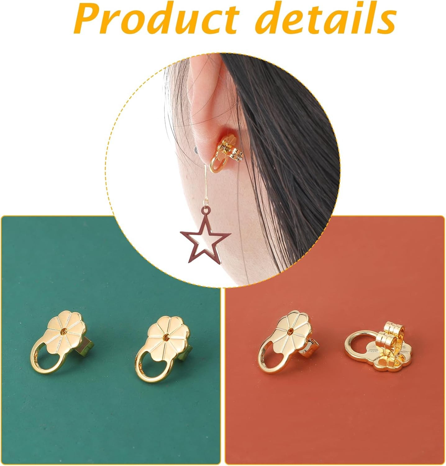 8 Pcs Earring Backs for Droopy Ears, Earring Lifters Backs with Ear Lifting Supp