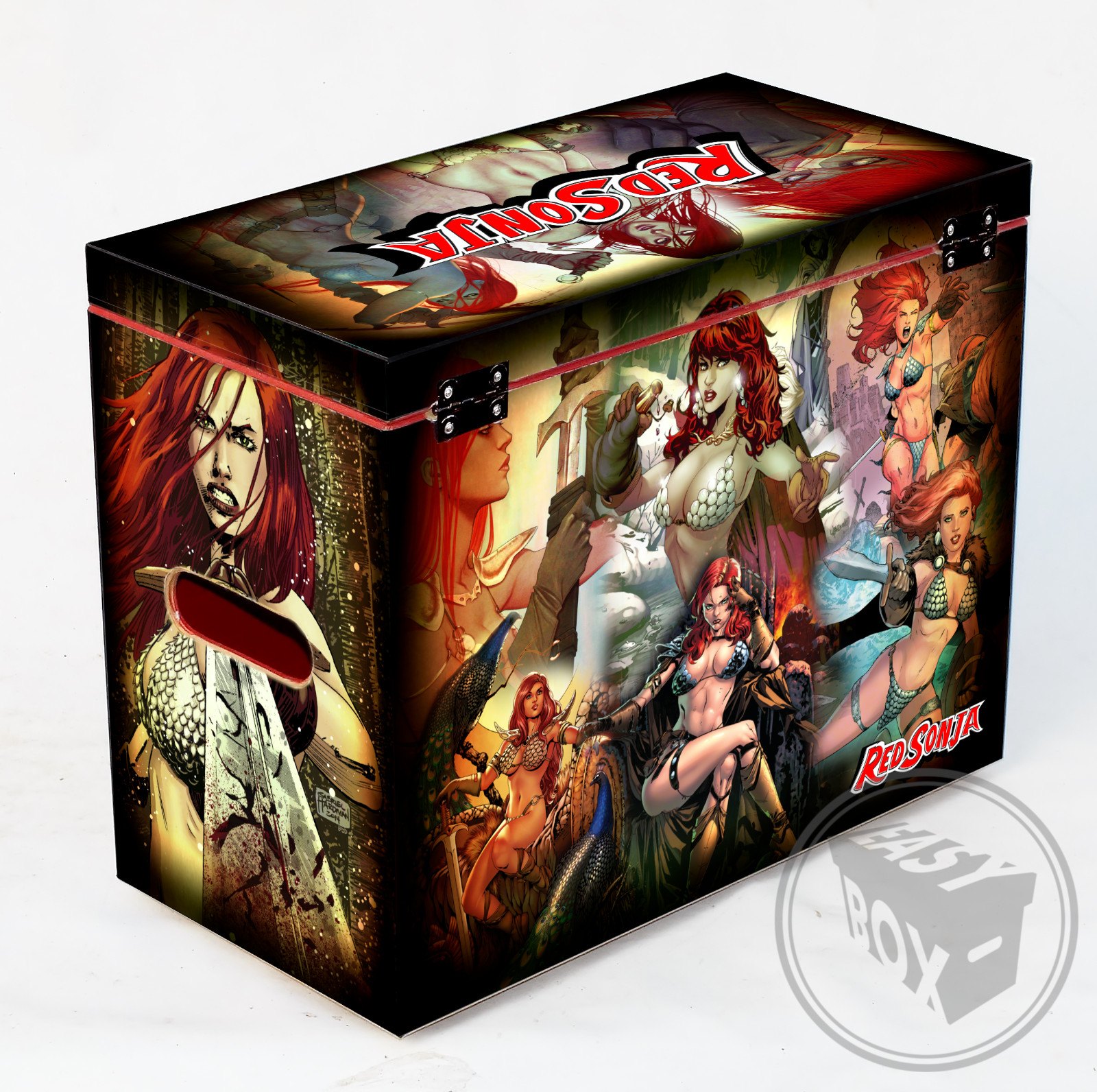 Large Comic Book Hard Box Chest MDF Red Sonja