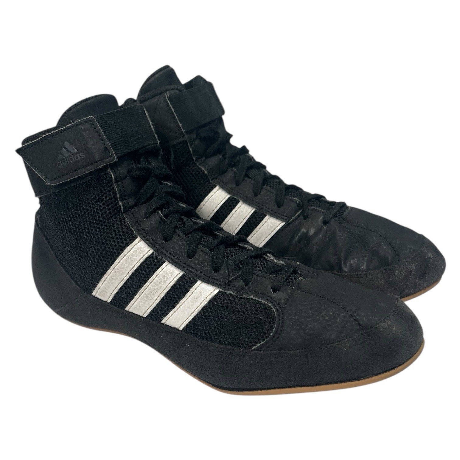 Adidas HVC Havoc Wrestling Shoes Mens 8 Black White MMA Boxing High Top Strap