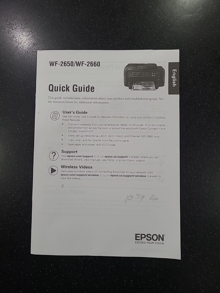 OEM EPSON WF-2650 / WF 2660 Manual GUIDE