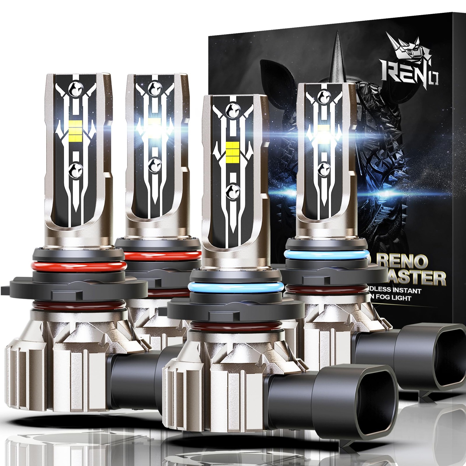 RENO 9005 9006 Bulb Combo, 9005 9006 Fog Bulbs 6500K White 9006 9005