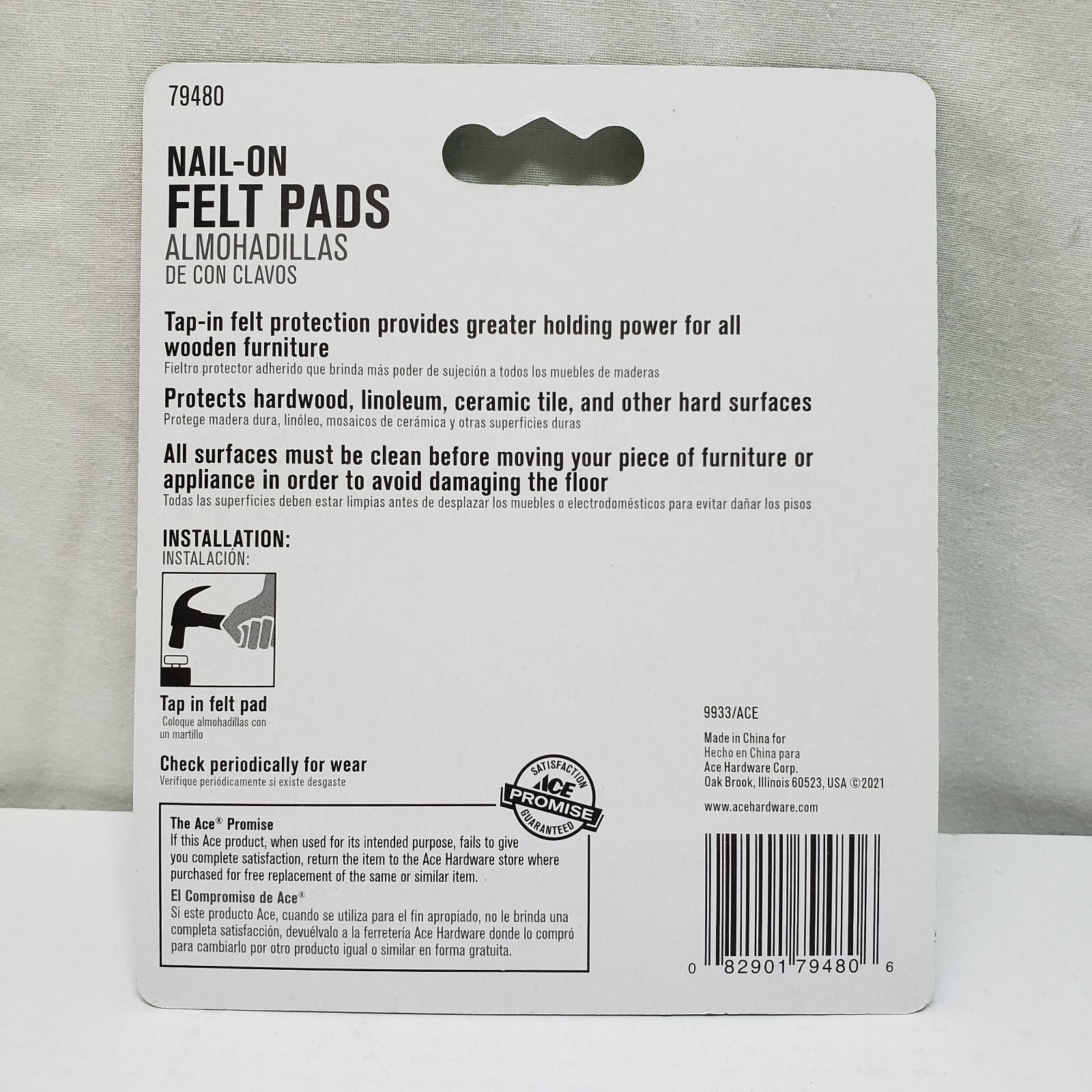 ACE Nail on Felt Pads 8 pcs. 7/8 " Round #79480 9933