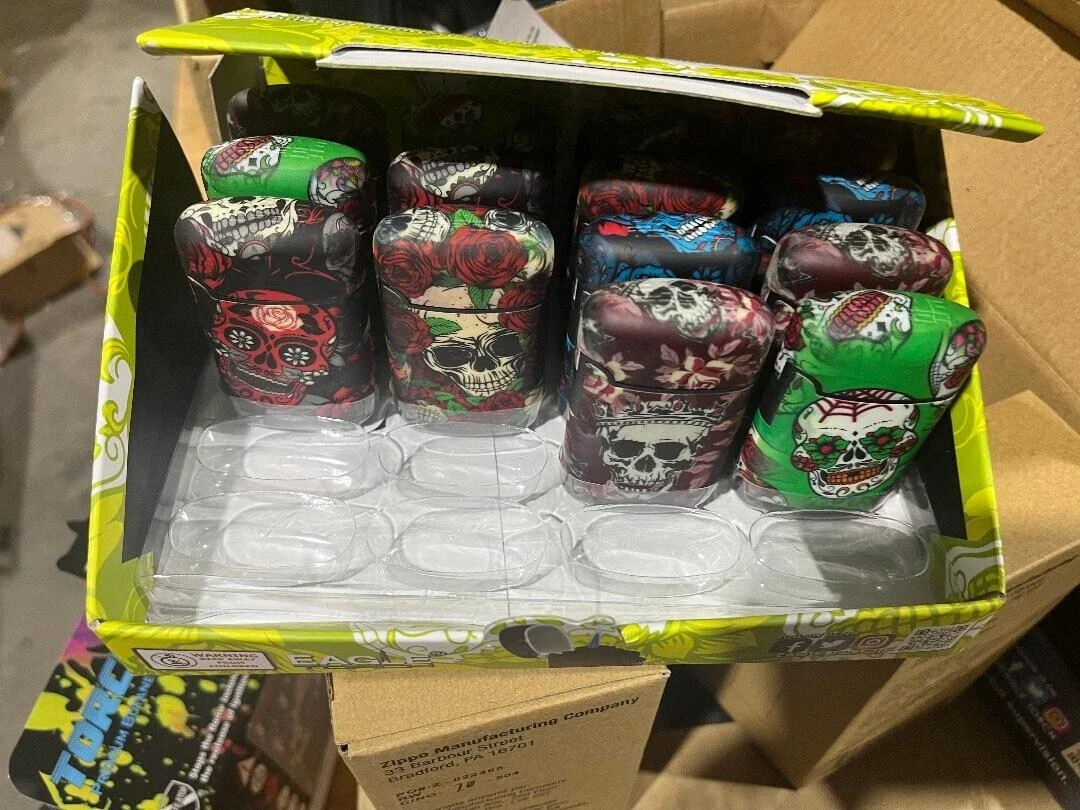 LOT of 6  EAGLE  CLassic Torch SUGAR SKULLS Butane with SAFE STOP