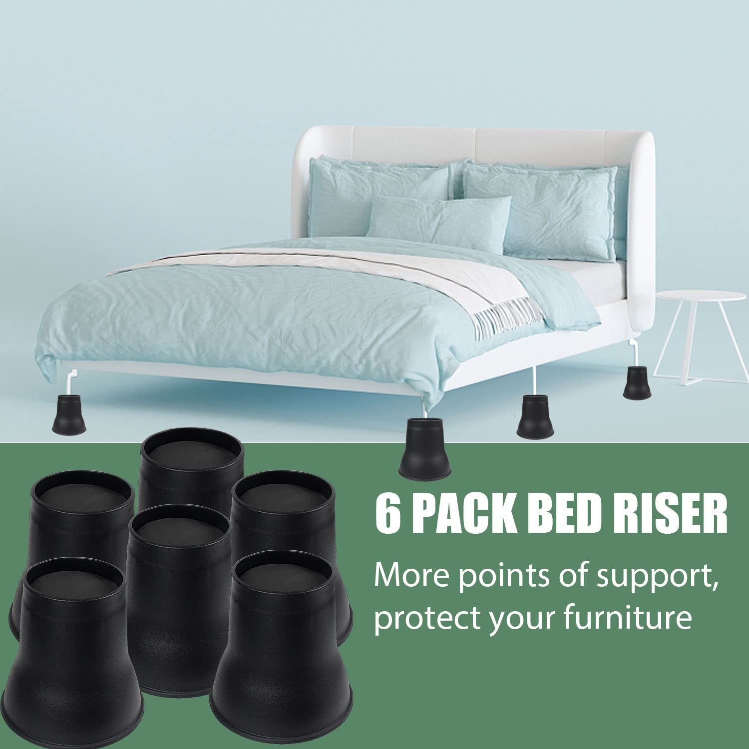 6 Pack 6 inch Heavy Duty Bed Furniture Risers Round Couch Risers 2200 lbs
