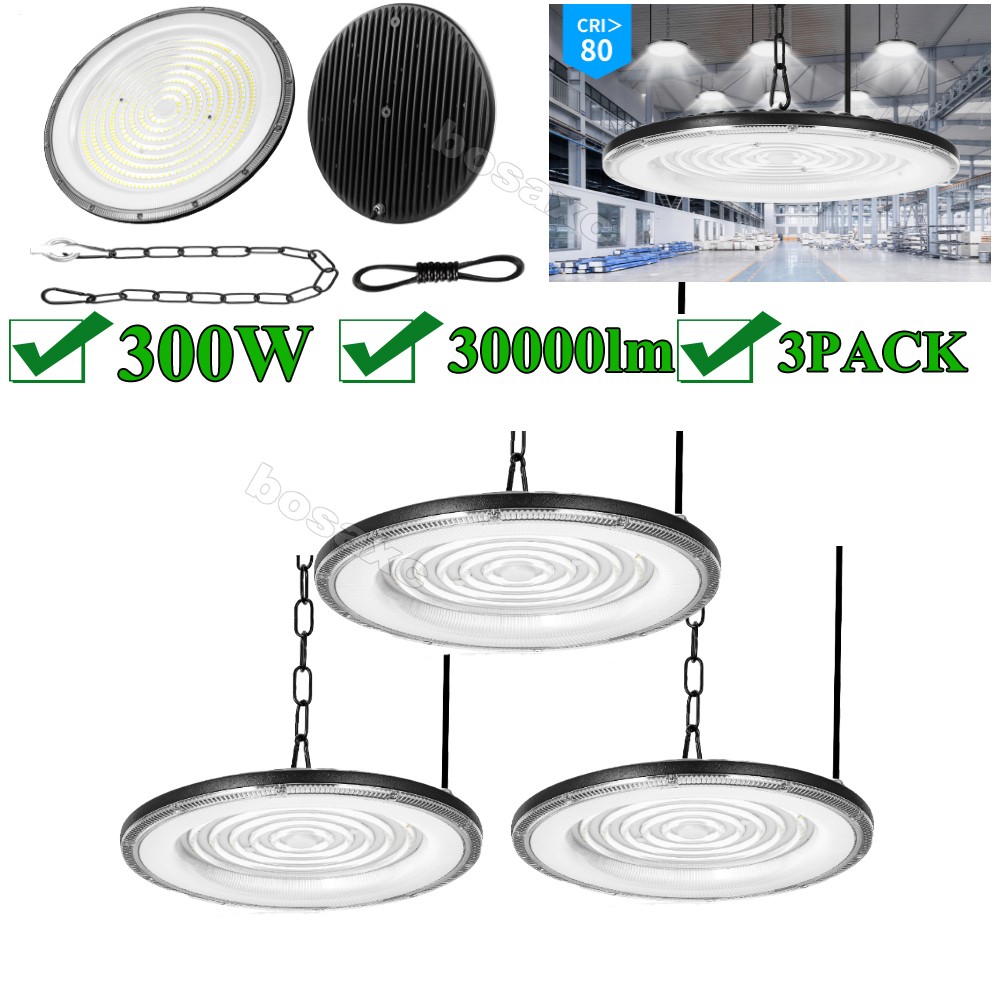 3 Pack 300W Led UFO High Bay Light 300 Watts Commercial Factory Warehouse Light