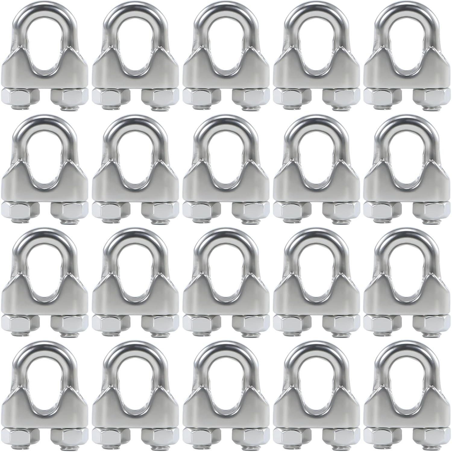 Durable 20PCS Stainless Steel Wire Rope Clips for Various Securing Needs