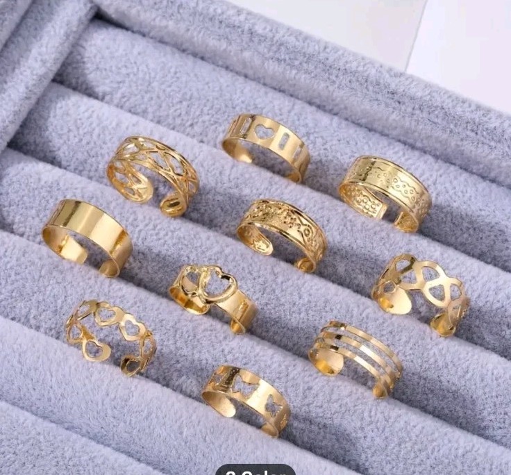 Women 10Pc Gold Toned set of Random Adjustable Toe-rings   Rings (U.S.)