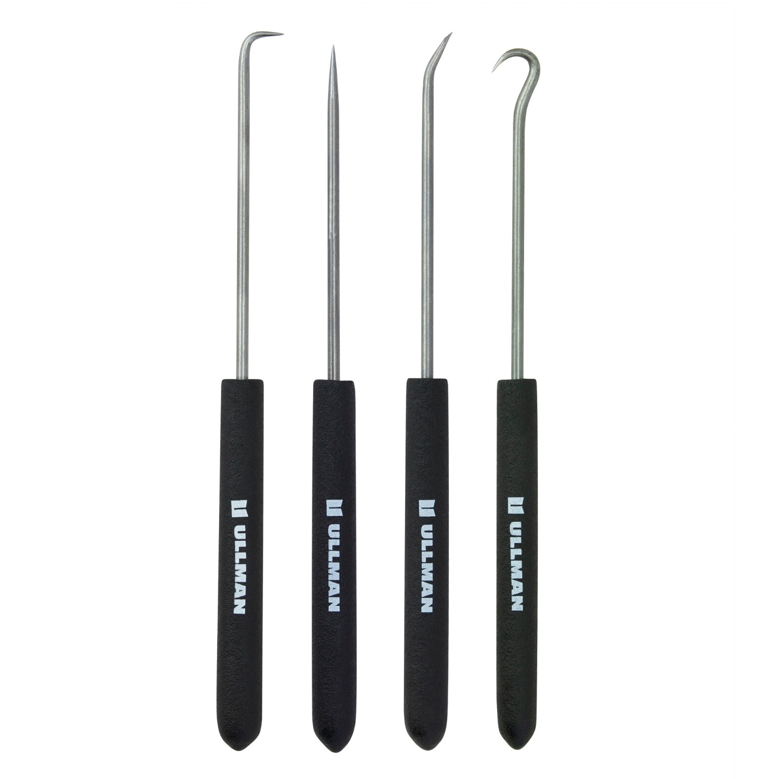 Ullman 4pc Hook Pick Set 7 in Cushion Grip Straight Right Angle Complex USA CHP4