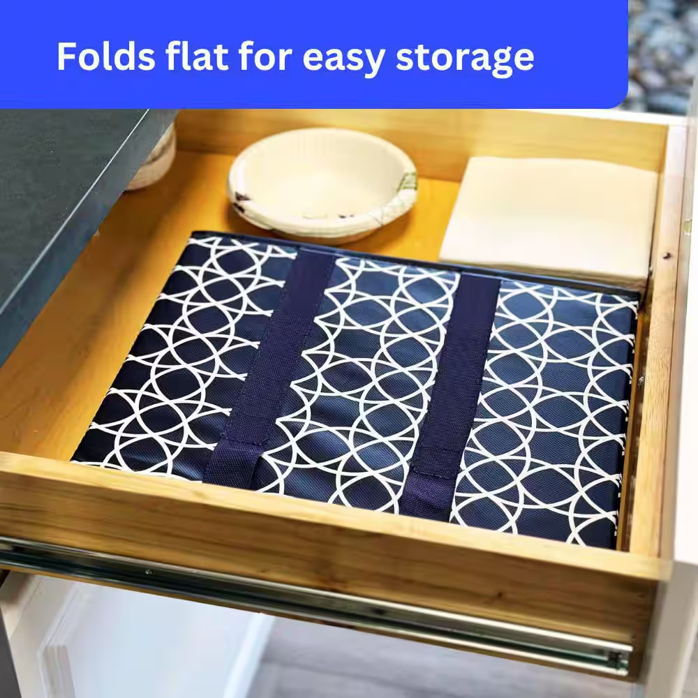 6 Gal. Collapsible Storage Totes, Navy Geo 3-Pack