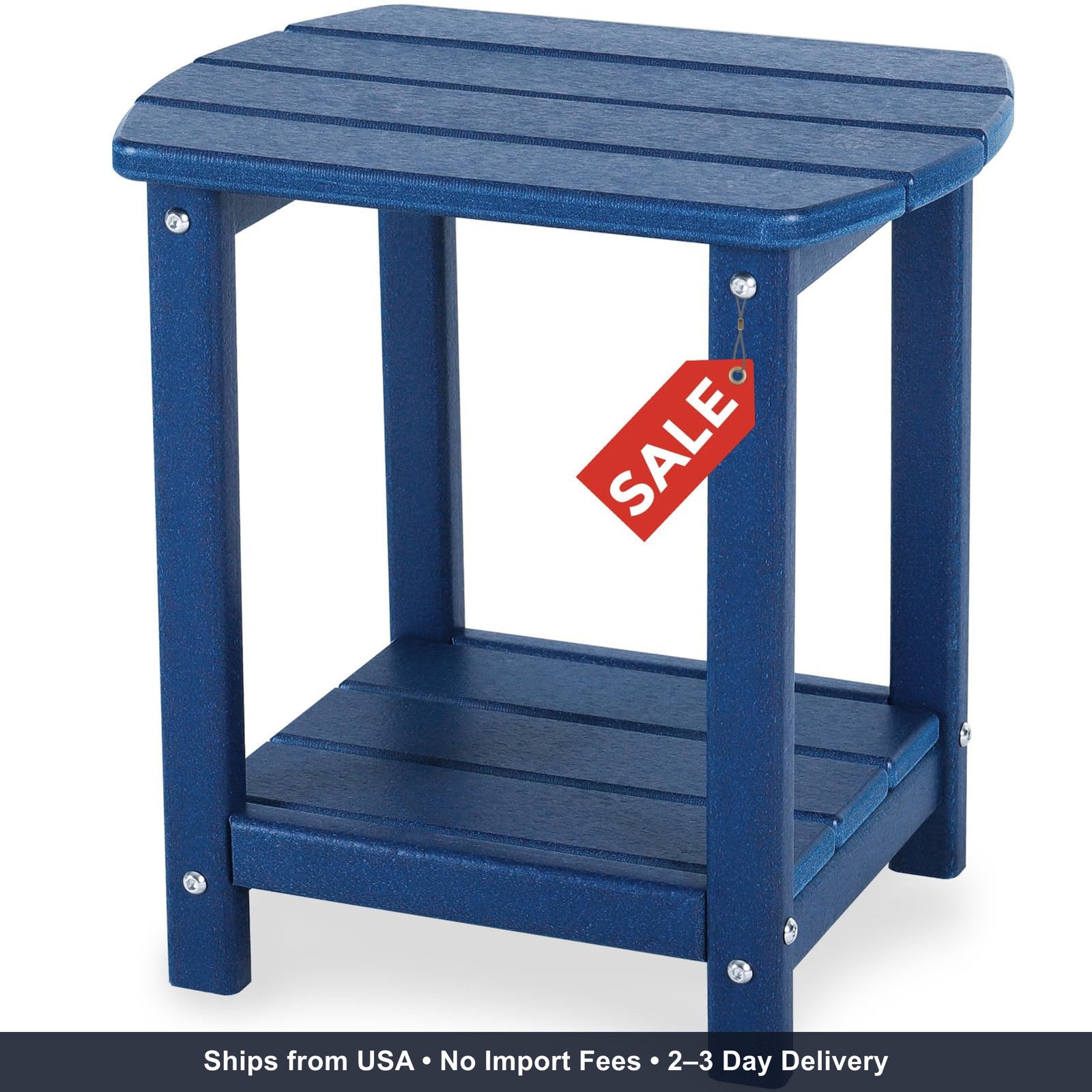 Adirondack Outdoor Side Table 2 Tier HDPE Weather Resistant Easy Assembly 75