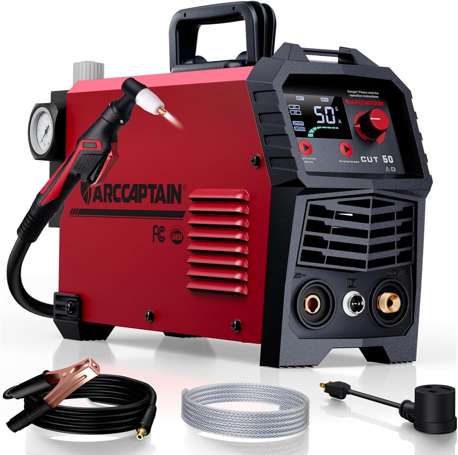 Plasma Cutter, [Large LED Display] 50Amps Cutter Machine with 110/220V Dual Volt