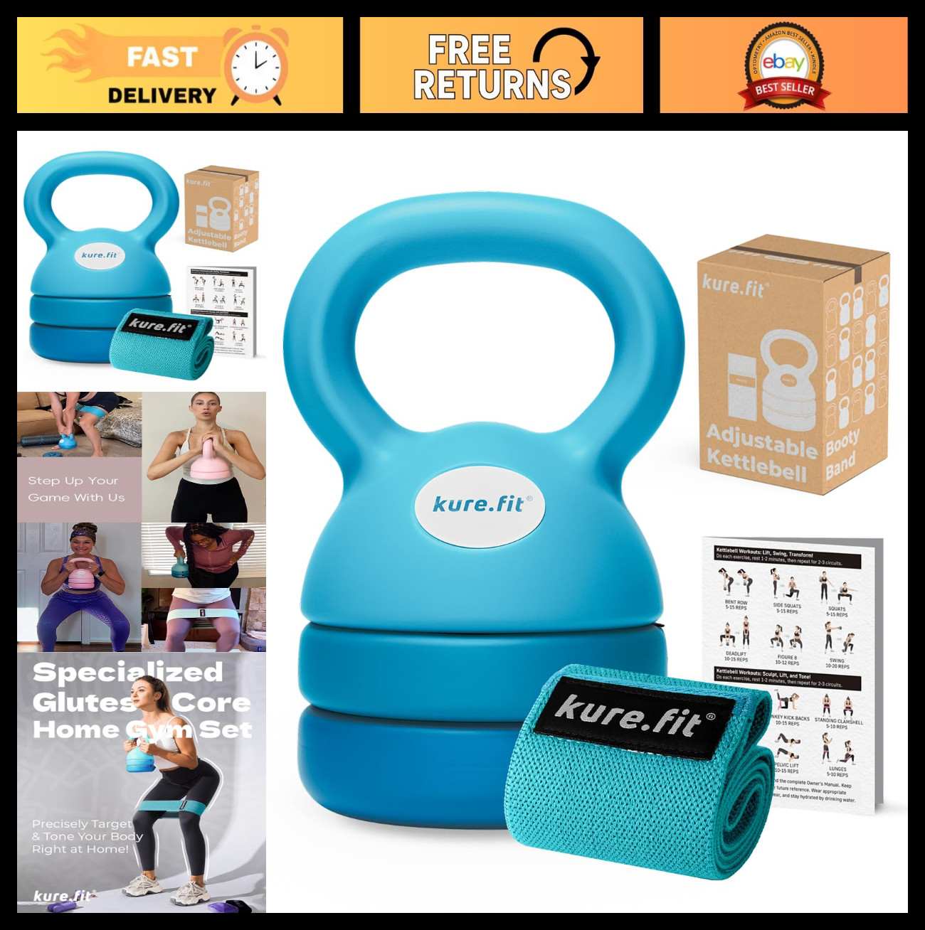 Adjustable Kettlebell Set | 5-12LB | Kettlebell for Women | Home Gym Strength